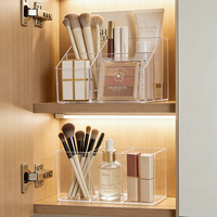 Boîte de rangement cosmétique transparente pour rouges à lèvres, ensemble de trois pièces, support de rangement de bureau, organisateur de fournitures scolaires pour étudiants, sans couvercle