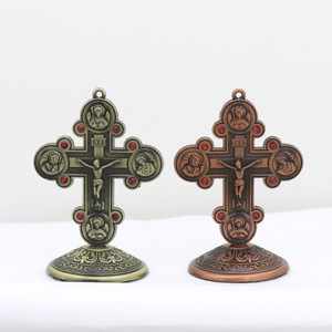 Croix en métal Crucifix Catholique Chrétien Croix amère Jésus Église orthodoxe orientale Apôtre Maison Voiture Ornement religieux rétro - Product Image 1