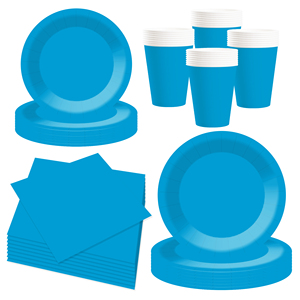 DAMAI Solid Color Party Supplies Blue Paper <b>Dinnerware</b> <b>Set</b> 7 Inch Plate 9 Inch Plate Disposable Paper Plates Paper Cups Napkins - Product Image 3