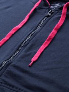 New Style <b>Women's</b> Navy <b>Blue</b> Hooded Sweatshirt zipper Warm Long Sleeve With Pockets Hooded <b>for</b> winter season by EVERGLOW - Product Image 3