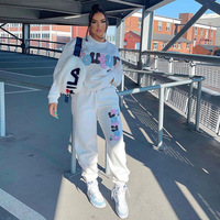 Pantalon de survêtement épais avec logo 3D personnalisé Ensembles de haute qualité unisexe Sweat-shirt sérigraphié en soie Survêtement imprimé bouffant