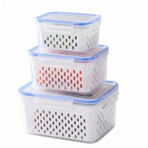 Caja de Almacenamiento con Drenaje, Caja Hermética para Refrigerador, con Sello de Silicona, para Frutas y Verduras - Product Image 1