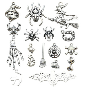 Pendentif rétro antique en alliage d'argent pour Halloween, formes variées, accessoires de bijoux DIY pour projets créatifs - Product Image 5