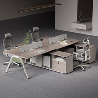 Ensemble de bureau en L avec chaise de bureau, armoire latérale, bureau informatique 4 places et poste de travail à écran 6 places