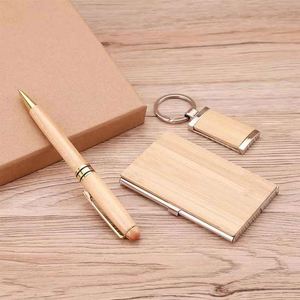 Set de Regalo de Bambú de Lujo Personalizado al por Mayor para Oficina, con Llavero, Tarjetero con Impresión Digital y Bolígrafo, para Ejecutivos y Empleados Corporativos - Product Image 3