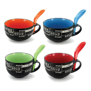Mug en grès émaillé moderne, personnalisable avec logo, bol à soupe, compatible <span class=keywords><strong>lave</strong></span>-<span class=keywords><strong>vaisselle</strong></span> et micro-ondes, cadeau d'affaires - Product Image 1