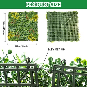 Pannelli Decorativi da Parete con Piante Artificiali da 100cm, Facile Decorazione <span class=keywords><strong>Verde</strong></span> per Esterni, Recinzione in Erba Artificiale Montata a Parete - Product Image 2