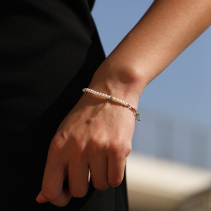 S925 <b>Silver</b> Freshwater Pearl <b>Beaded</b> Bracelet Crown Clasp Women's Classic Everyday Wear Jewelry - Product Image 5