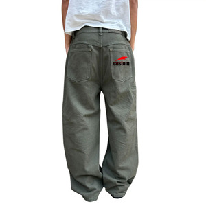 <span class=keywords><strong>Jeans</strong></span> da Lavoro Casual in Tela Duck Personalizzati, Pantaloni Baggy Oversize Streetwear in Denim Grezzo Selvedge per <span class=keywords><strong>Uomo</strong></span> - Product Image 2