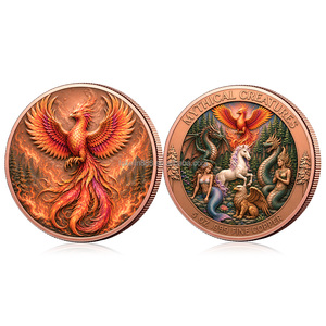 Koin Koleksi Peringatan 5 Oz .999 Tembaga Murni, Dua Sisi, Relief 3D Tinggi, Makhluk Mitologi, Berwarna - Product Image 3