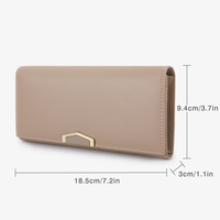 Dompet Wanita High-End PU 2025, Slot Kartu Banyak, Tas Tangan Ritsleting Panjang Sederhana, Lapisan Poliester, Gaya Wanita Modis, Grosir