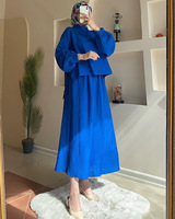 Nouvelle mode de robe à manches longues vêtements pour femmes ensembles deux pièces de printemps robe élégante pour femmes musulmanes de couleur unie