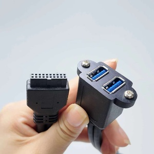 20 针内部主板接头转 2 端口 USB 3.0 AF 面板延长线，双螺钉法兰安装 - Product Image 5