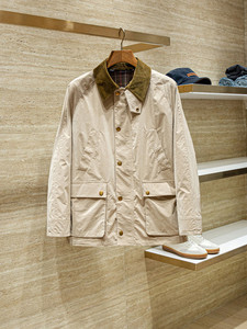 Chaqueta Clásica de <span class=keywords><strong>Hombre</strong></span> con Cuello de Pana - Abrigo Ligero Cortavientos de Primavera con Tejido Técnico Toray para Uso Utilitario - Product Image 4