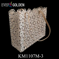 EVER GOLDEN Sac à main carré élégant pour femme avec poignée en dentelle tricotée, imperméable, 100% coton, portable, loisirs, voyage, rétro