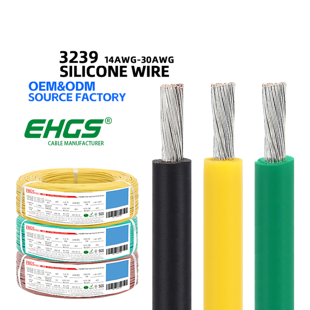 EHGS 3239 Silicone Wire 28/26/24/22/20/18/16/14 AWG 200℃ 3KV Heat Resistant Flexible Cable for Lighting Heating Element