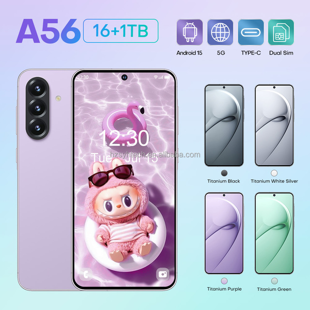 2026 Latest A56 Dual SIM Face Recognition Android Cell Phone 7.3 Inch 16GB+1TB 8000mAh Long Battery Life Wholesale Smartphone