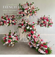 Arche de fleurs artificielles en soie rose, faite à la main, pour mariage, Noël, remise de diplôme, fête des mères, décoration de table de dîner, conférence, haute qualité