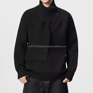 Suéter de punto con diseño de bufanda para hombre, estilo holgado y casual con botones, para otoño e invierno. - Product Image 1