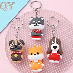 QY Custom Logo PVC Dog Shape Keychain Soft Rubber <b>Key</b> <b>Ring</b> Promotional Business Gift <b>Bag</b> Charm OEM Wholesale Keychain - Product Image 1