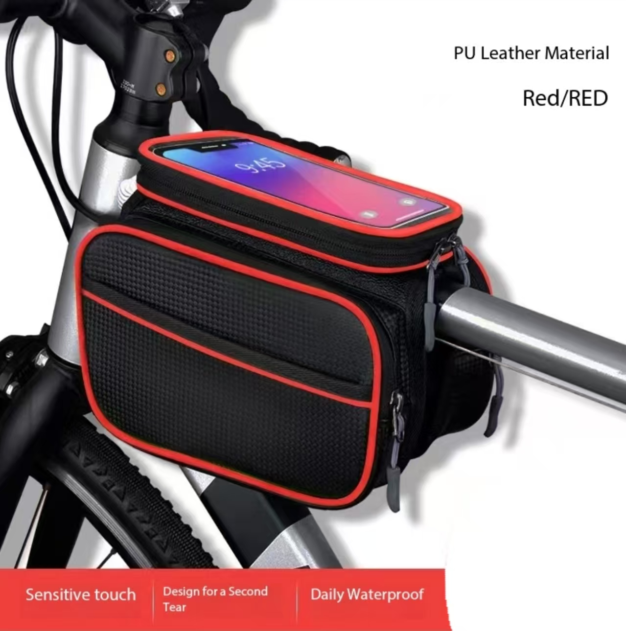Waterproof pu material-style a-black and red-62 inches