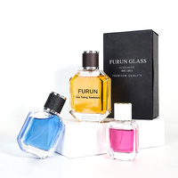 Bouteille de parfum arabe en verre bon marché personnalisée en gros 100 ml 50ml de luxe avec emballage en boîte