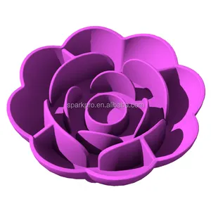 SparkPro 2024 Custom Slow Food Dog Silicone Bowl Rose Shape round Suction Cup Pet Feeder for Feeding