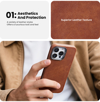 Vente en gros de coques de téléphone magnétiques antichoc en cuir entièrement enveloppantes C&T multicolores pour 17/16/15/14/13/12/11 Pro Max Plus