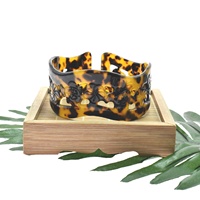 Nouveau design – Bracelet manchette vintage en acrylique écaille de tortue, grand bracelet en acétate écaille de tortue, bracelet fleur de Tahiti