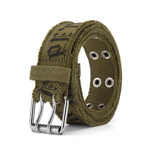 Sabuk kasual warna biru abu-abu hitam kustom baru 4.0Cm gesper Pin ganda Cetak penuh warna cuci tertekan sabuk pria - Product Image 3