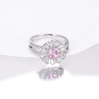 CM bijoux vente en gros vente directe en laiton plaqué or rose fleur mignon mode anneau haut 5A rond cubique zircone anneaux pour les femmes