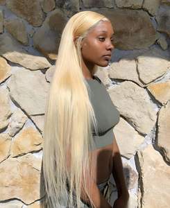 GS-Peluca de cabello humano brasileño, <span class=keywords><strong>pelo</strong></span> rizado con encaje frontal virgen, color <span class=keywords><strong>rubio</strong></span> 613, full HD, 50, 40 y 30 pulgadas - Product Image 2