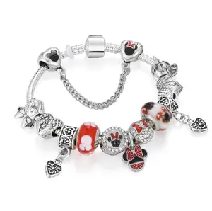 Fashion costume jewelry cartoon mickey monse bracelet beads smart charm bracelets for kids