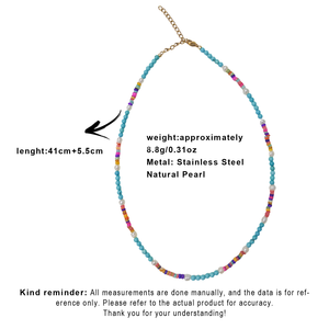 Collier Unique Tendance Coloré en Perles d'Eau Douce et Acier Inoxydable Étanche – Bijou de Plage Idéal pour les Vacances – Cadeau Parfait – Perlas De Agua Dulce - Product Image 2