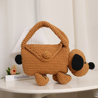 Sac fourre-tout en paille en forme de chien, panier fantaisie animalier, design mignon de chiot, sac à main unique pour amoureux des animaux