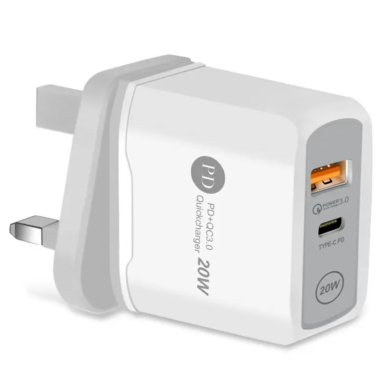 Mobile Phone Charger With 2 Ports 3.0 PD 20W USB-C Universal Travel Adapter For iPhone 12 11 Huawei Xiaomi Samsung