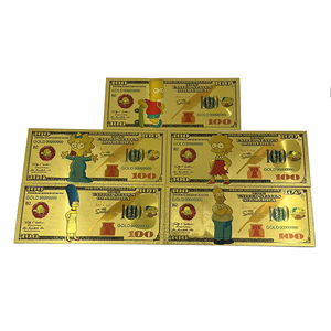 Billet de banque plaqué or Les Simpsons - Carte plastique Bart, <span class=keywords><strong>Homer</strong></span>, Lisa, <span class=keywords><strong>Marge</strong></span>, Maggie - Product Image 1