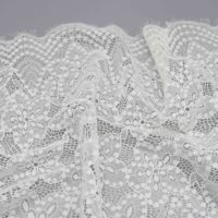 Galon élastique large de haute qualité en dentelle blanche, motif floral pour voiles, manches, cols, lingerie, robes de mariée