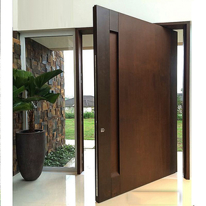 Puerta de Entrada Doble de Madera Sólida, Eficiente Energéticamente, Moderna y Minimalista, Puerta de Entrada para Villa de Lujo, Fabricante - Product Image 1