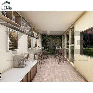 Café modulaire en conteneur maritime de style rétro avec structure en acier de nouvelle conception, <span class=keywords><strong>façade</strong></span> en verre et fenêtre escamotable - Product Image 5