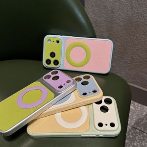Étui de téléphone portable magnétique coloré et tendance avec contraste, <span class=keywords><strong>coque</strong></span> PC anti-chute effet litchi pour <span class=keywords><strong>iPhone</strong></span> 16 17 Pro Max - Product Image 2