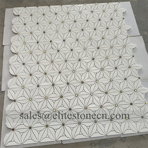 Marmoriertes Blumenmuster Europäischer Stil Moderne Mosaik Selbstklebende Wandfliesen für Wohnraumdekoration - Product Image 3