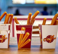 Caja de Papel Biodegradable para Churros, Tamaño Personalizado, Apta para Alimentos, Caja para Llevar Churros
