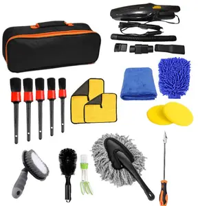 Kit d'outils de nettoyage pour voiture, 20 pièces, brosse de nettoyage pour voiture