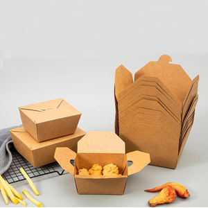 Caja de comida para llevar de papel kraft impermeable y resistente al aceite, desechable, para pollo frito, caja de almuerzo para llevar, cajas de papel para comida rápida - Product Image 3