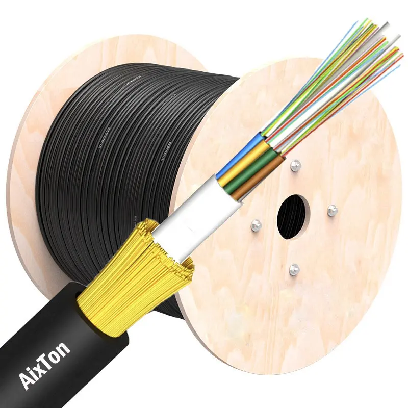 Câble de fibre optique stylée pour l'extérieur, 4 6 8 10 12 24 48 96 144 core SM, Mode unique G657A, fibre optique