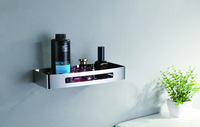 Étagère de salle de bain moderne en acier noir mat, étanche, à fixer au coin, avec porte-shampoing, organisateur, capacité de 50 lb