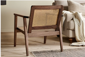 Fauteuil vintage en rotin avec dossier et assise tressés, élégant fauteuil d'appoint de style mid-century pour salon et maison - Product Image 5
