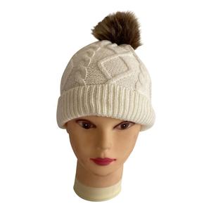 Chapeaux d'hiver avec pompon en <span class=keywords><strong>fourrure</strong></span> pour femmes, personnalisés, molletonnées de câble, <span class=keywords><strong>Toque</strong></span> d'hiver, livraison gratuite - Product Image 1