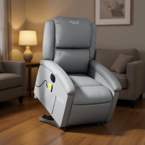 Sillón de masaje reclinable eléctrico de piel sintética gris para uso doméstico de cuerpo completo - Product Image 2